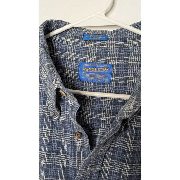 Vintage Pendleton Loop Collar Long Sleeve Shirt Board XL Blue Watch Plaid - Picture 5 of 7